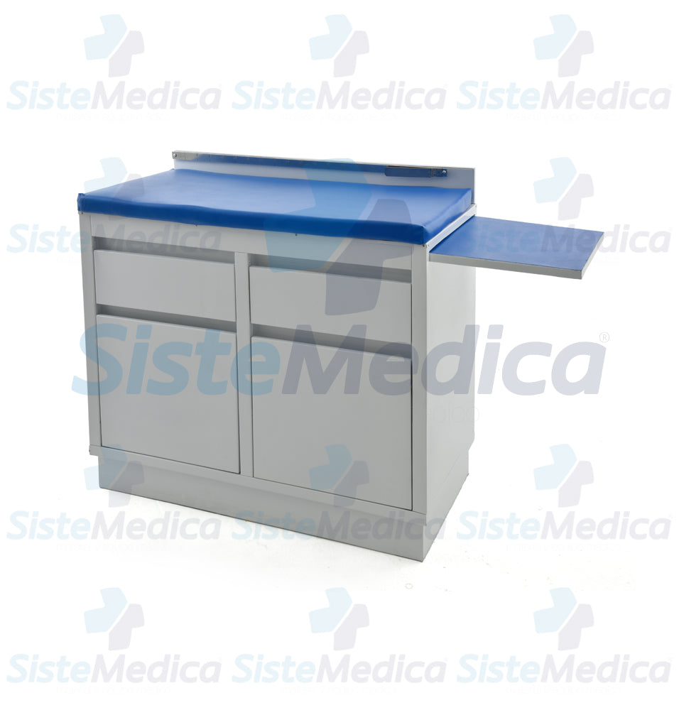 Mesa de exploración pediátrica con gabinete