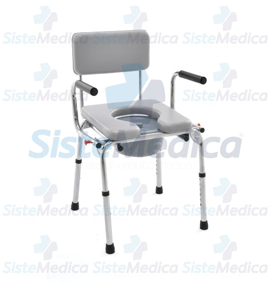 Silla cómodo extra ancha acojinada con brazos abatibles asiento de 48 cm de ancho
