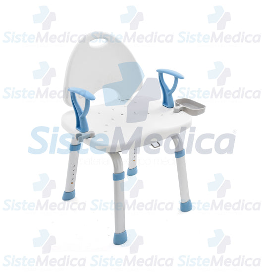 Silla ducha de aluminio rotatoria con descansabrazo