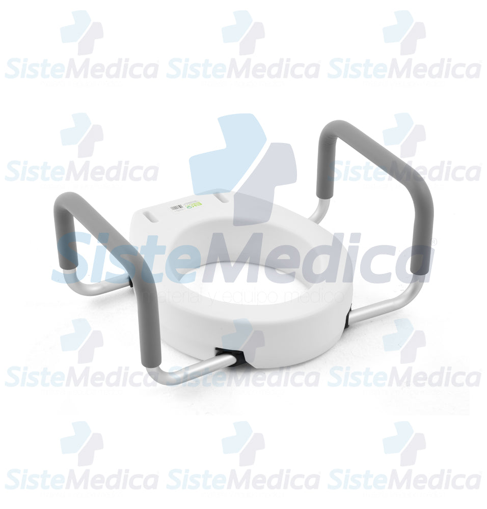 Aumento para asiento de baño (WC) de 4” con agarraderas desmontables