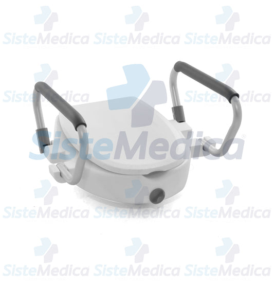 Aumento para WC con tapa y descansa brazos abatibles