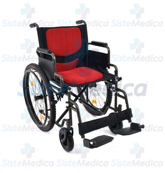 Silla de ruedas todo terreno con llantas neumáticas descansa brazos abatible y descansa pies desmontables asiento de 48.26 cm / 19”