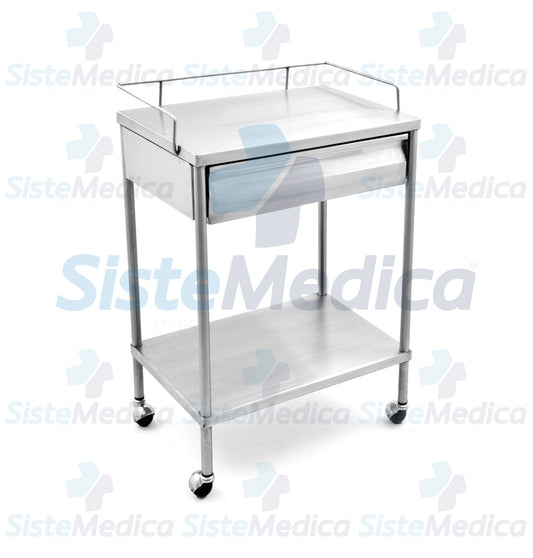 Mesa Pasteur de acero inoxidable con cajón 40 x 60 cm