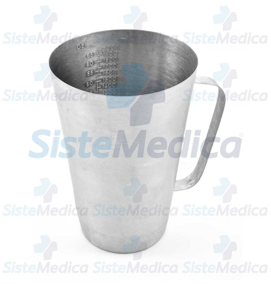 Vaso con graduación de acero inoxidable con asa 2,000 ml / 65 oz