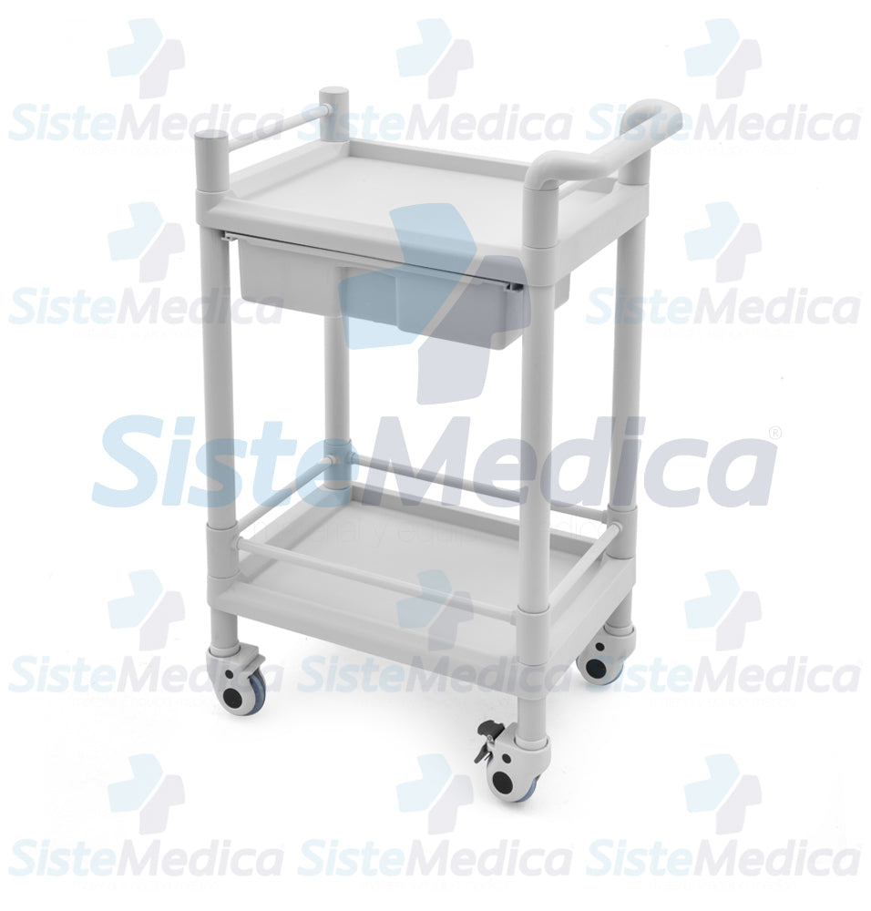 Carro de plástico ABS con cajón para tratamiento