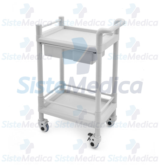 Carro de plástico ABS con cajón para tratamiento