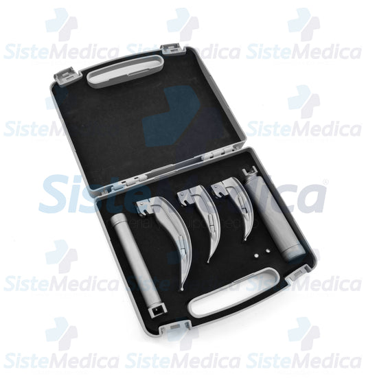Estuche de laringoscopio con 3 hojas Macintosh curvas