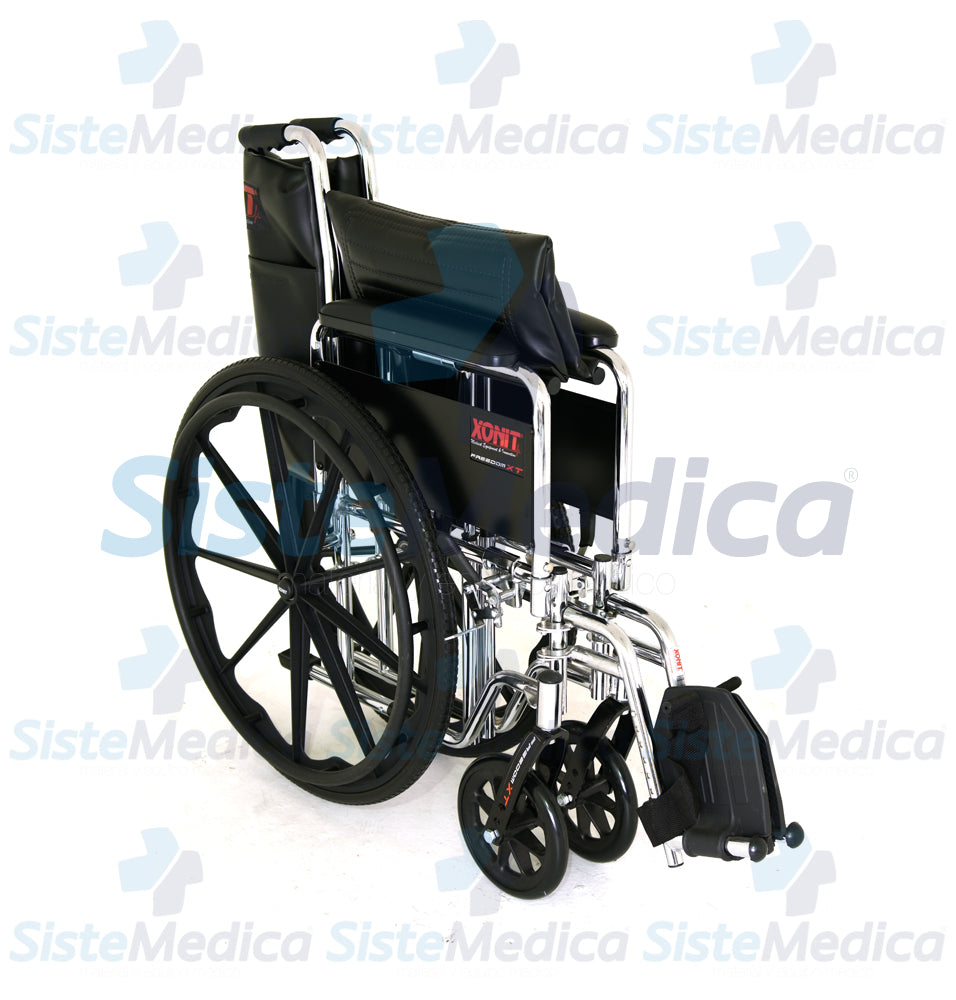 Silla de ruedas cromada de lujo, con descansa pies desmontables y descansa brazos largo desmontables