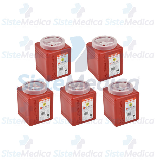 Recolector para punzo cortantes de 1.5 lts paquete de 5 piezas