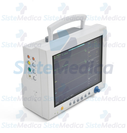 Monitor para paciente con pantalla de 12.1” funciones ECG, RESP, SpO2, PR, NIBP, TEMP de doble canal