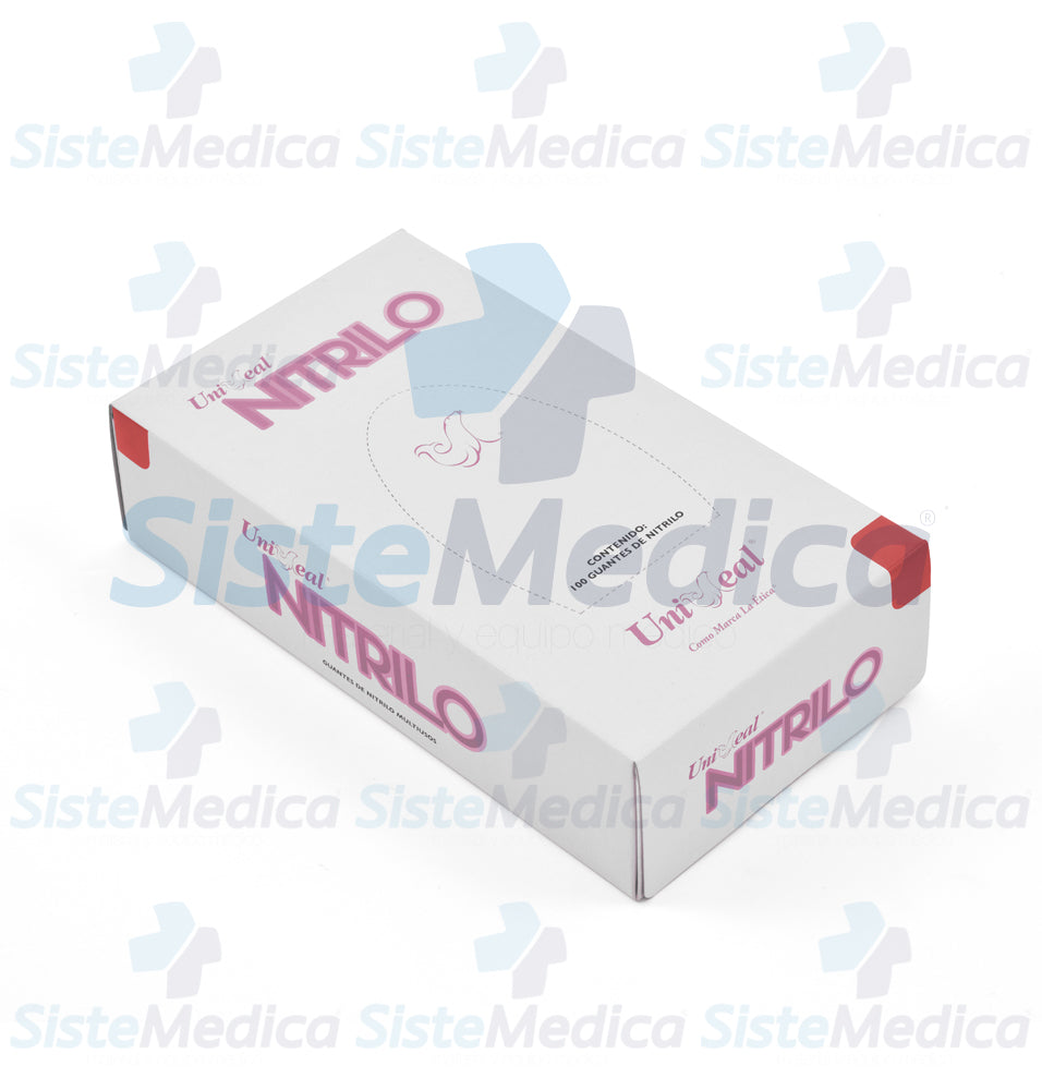 Guantes de nitrilo acabado metálico libre de polvo desechables caja con 100 piezas (50 pares)