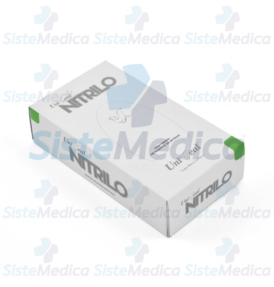 Guantes de nitrilo acabado metálico libre de polvo desechables caja con 100 piezas (50 pares)