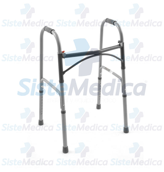 Andadera plegable con 2 botones de aluminio esmaltado altura ajustable a 8 niveles 81 - 99 cm