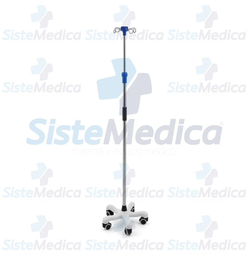 Porta suero (venoclisis) de acero inoxidable con base de 5 ruedas
