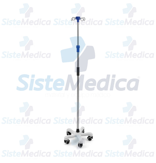 Porta suero (venoclisis) de acero inoxidable con base de 5 ruedas